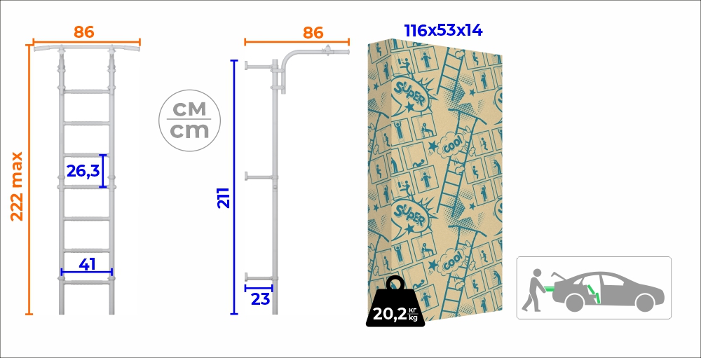 Шведская стенка S9 Romana (01.21.7.06.410.04.00-01) белый антик/золото
