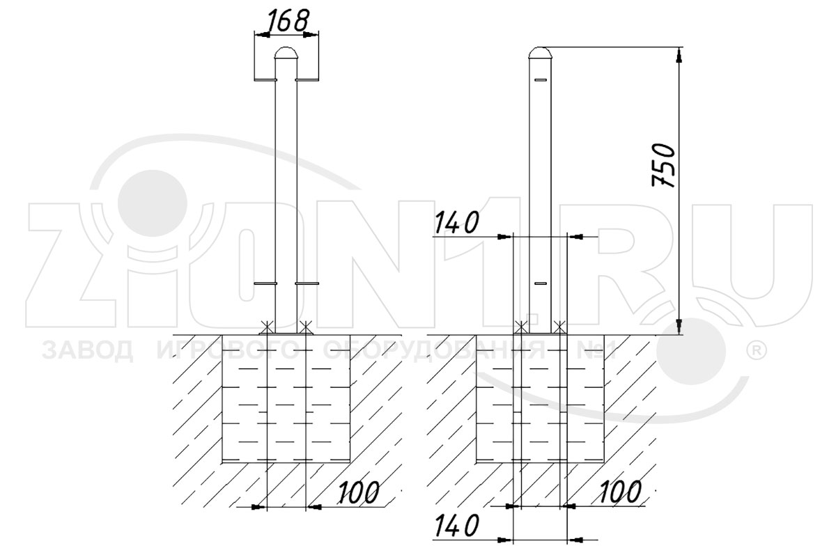 Столб металлический круглый ZION 57х750 (ОГД020)