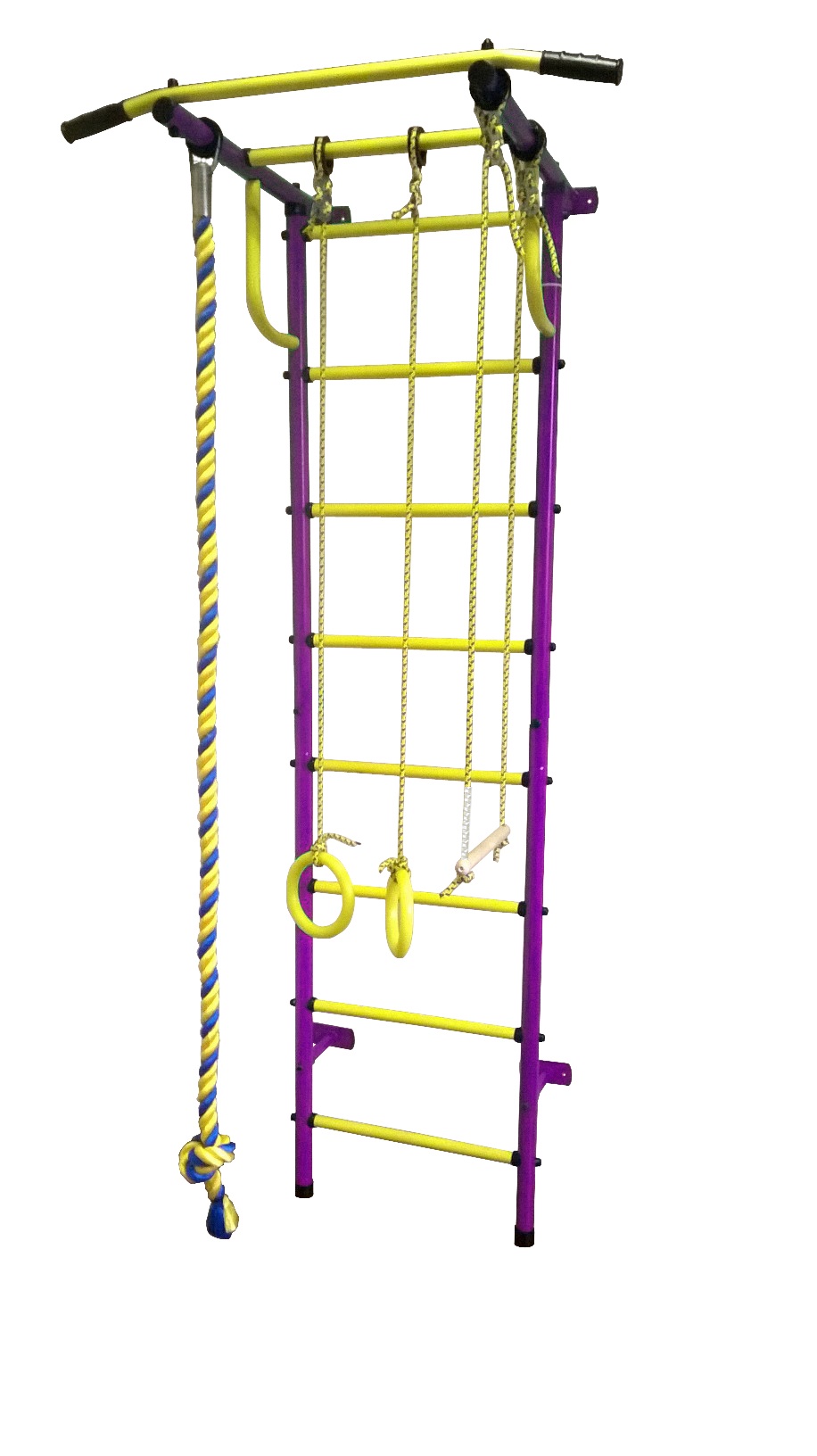 Детская шведская стенка ДСК Пионер - С2Н пурпурно/желтый