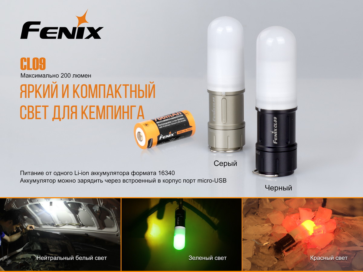 Фонарь Fenix CL09, черный