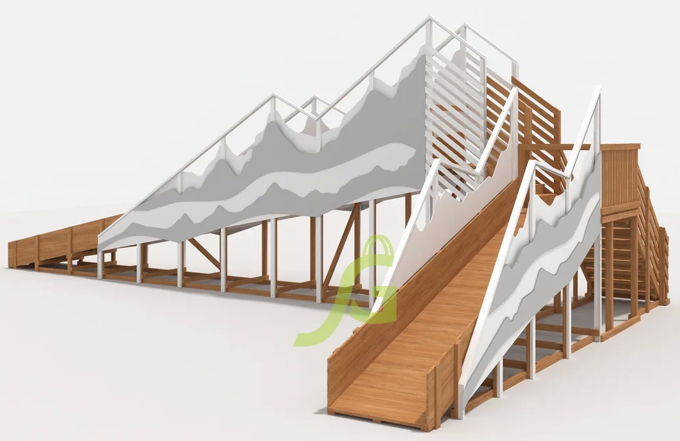 Зимняя деревянная горка "IgraGrad Snow Fox 12 м" с двумя скатами мод.5