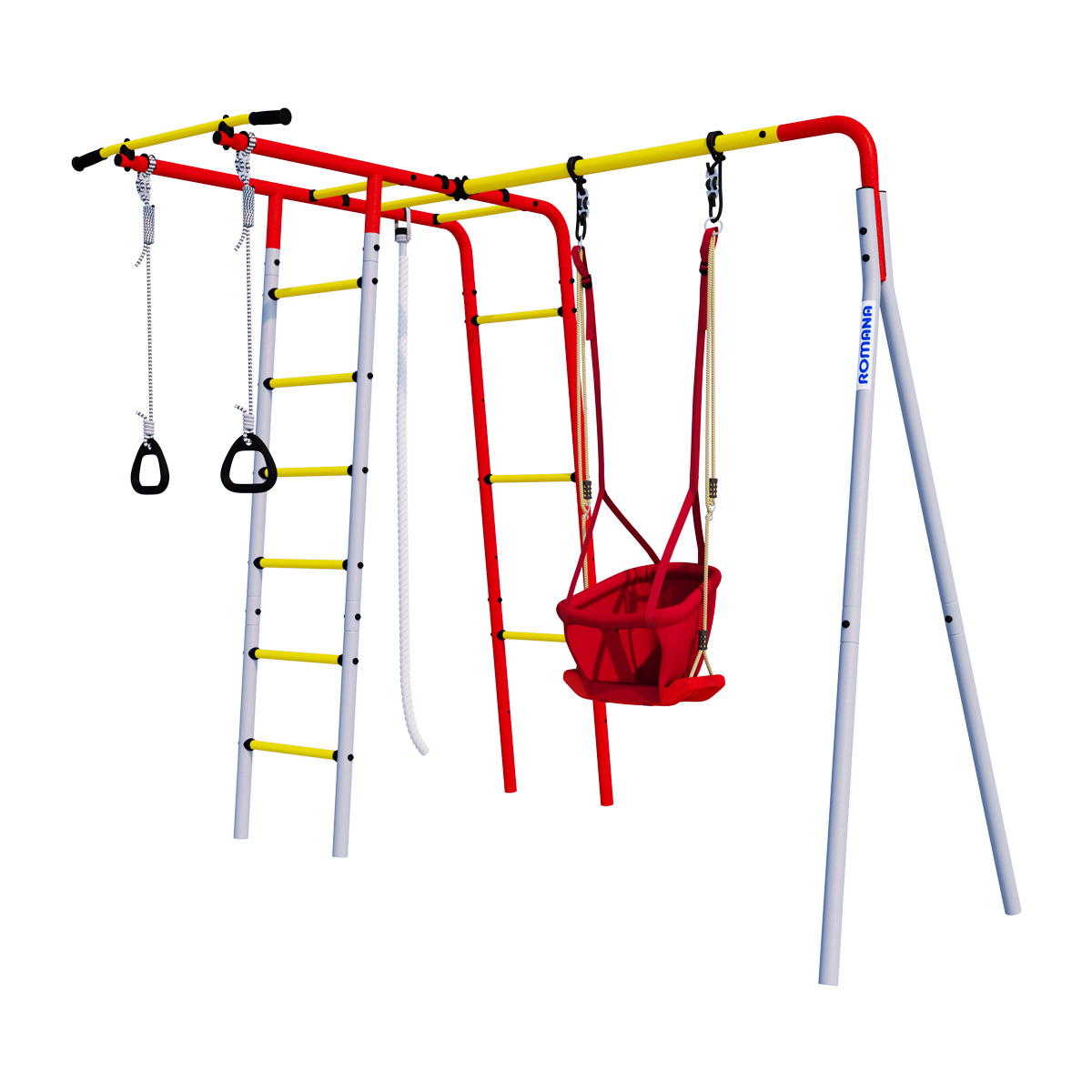 Детский спортивный комплекс для дачи Romana R.103.26.04 + 1.Д-26.01 + 1.Д-26.06 Лесная поляна-2 (Качели пластиковые с дополнением)