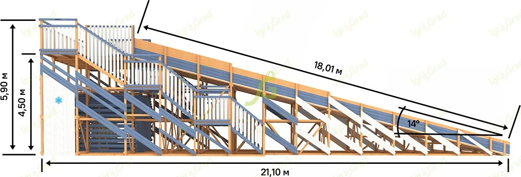 Зимняя горка IgraGrad Snow Fox, скат 18 м мод.2