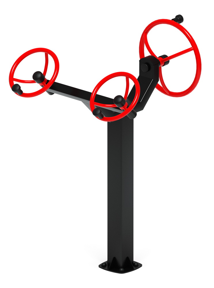 Тренажер уличный РУЛИ (3 руля положение стоя) красный СТ 103-11