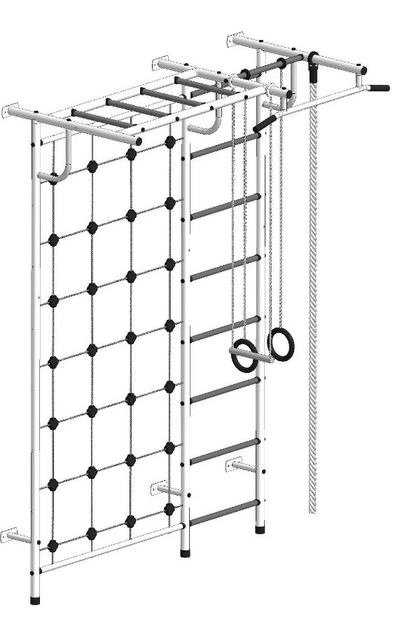 Детская шведская стенка Пионер С4СМ бело/серый