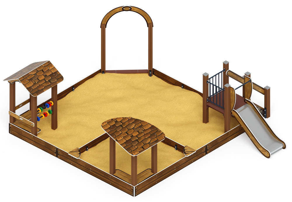 Песочный дворик с горкой (H=750) (Коричневый) ИО 6.01.05-02