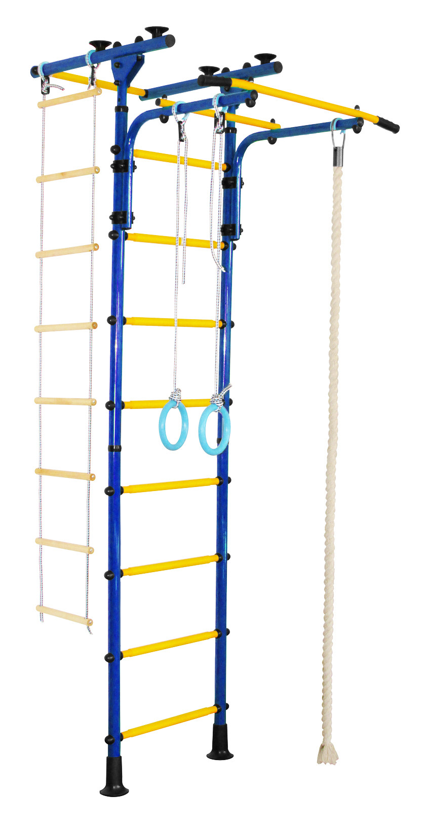 Детский спортивный комплекс ЮНЫЙ АТЛЕТ модель Пол-потолок-Т сине/жёлтый