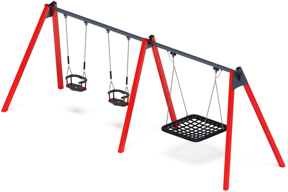Качели М3 тройные ИО 13.М.06.03.01.01-01.1 (красные)