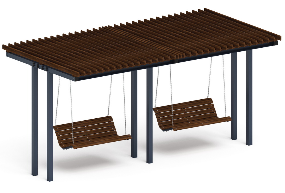 Пергола Тент с качелями (прямая) МФ 78.04.02-01 /без поликарбоната/