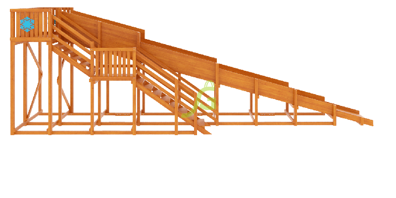 Зимняя деревянная горка Snow Fox, скат 10 м, каштан