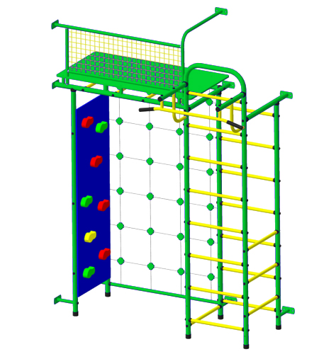 Детский спортивный комплекс Пионер 10СМ со скалодромом зелёно/жёлтый