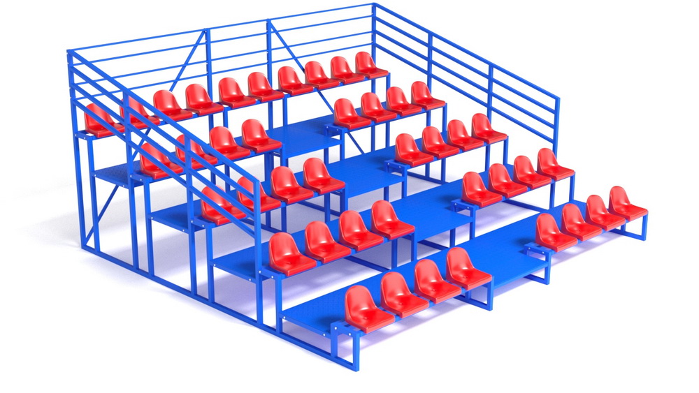 Трибуна с сидениями, пятирядная, с ограждением (20.010)