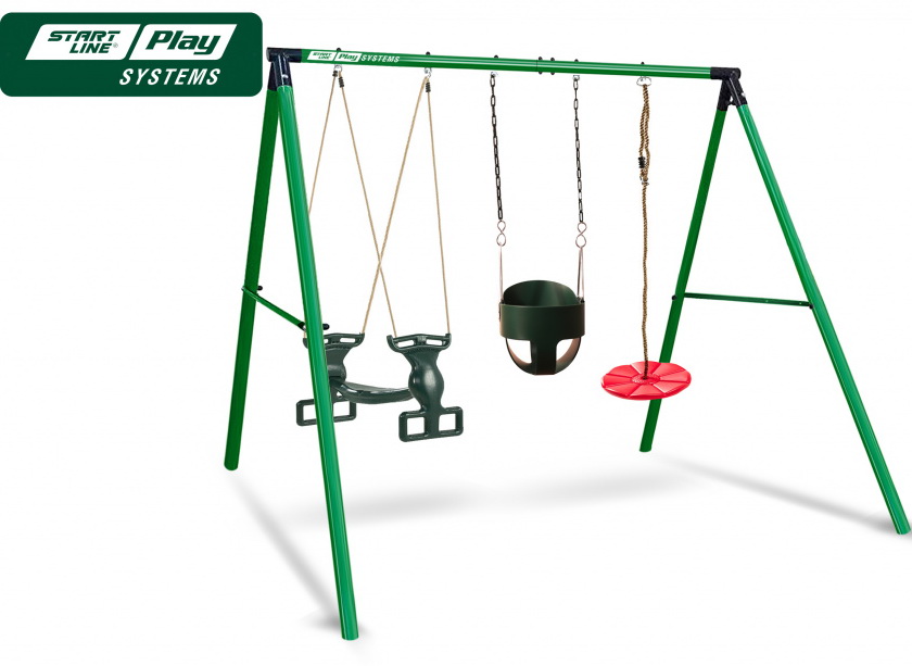 Качели SLP SYSTEMS 3 секции (качеля двойная + качели-диск + качели с фиксацией, зеленые)