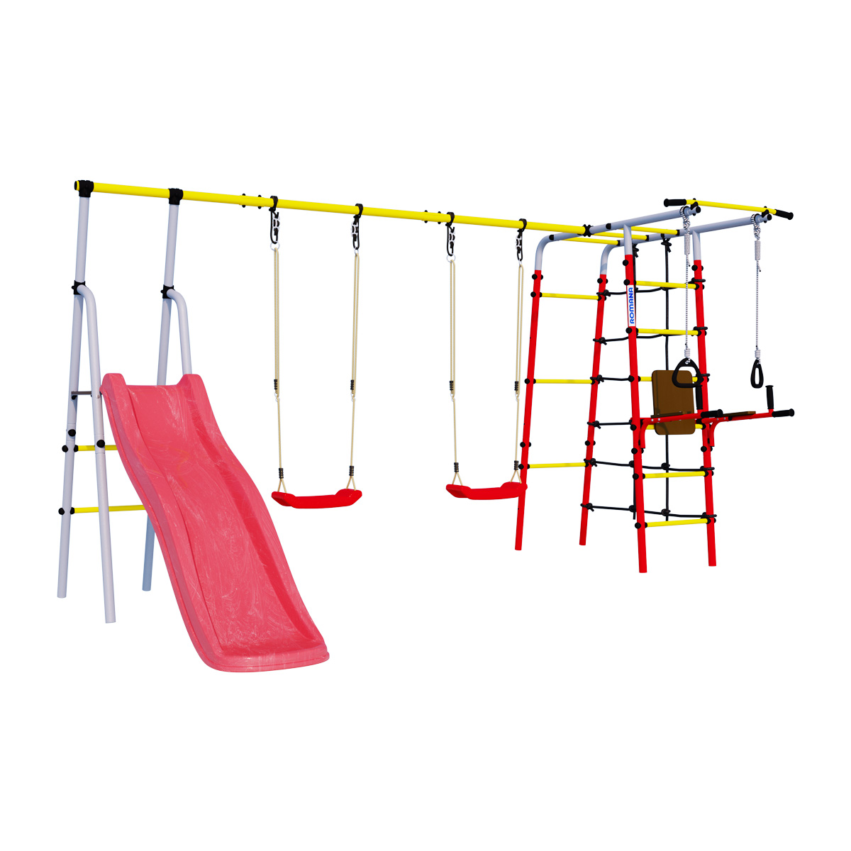 Детский спортивный комплекс для дачи Romana R.103.20.04 + 1.D-26.01 + 1.D-26.01 Богатырь Плюс (пластиковые качели)