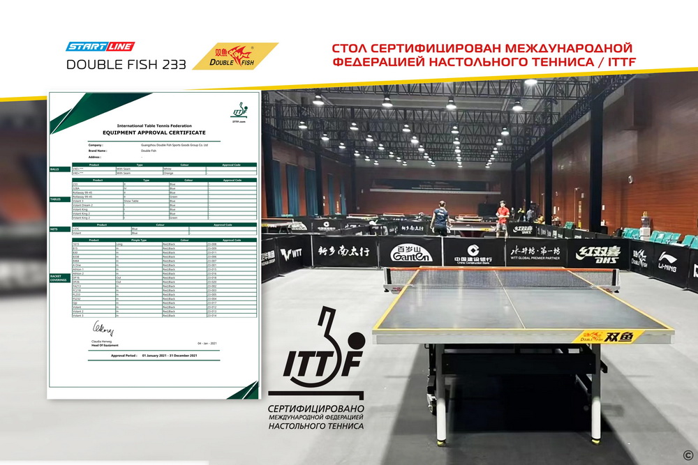 Теннисный стол DOUBLE FISH 233 Черный