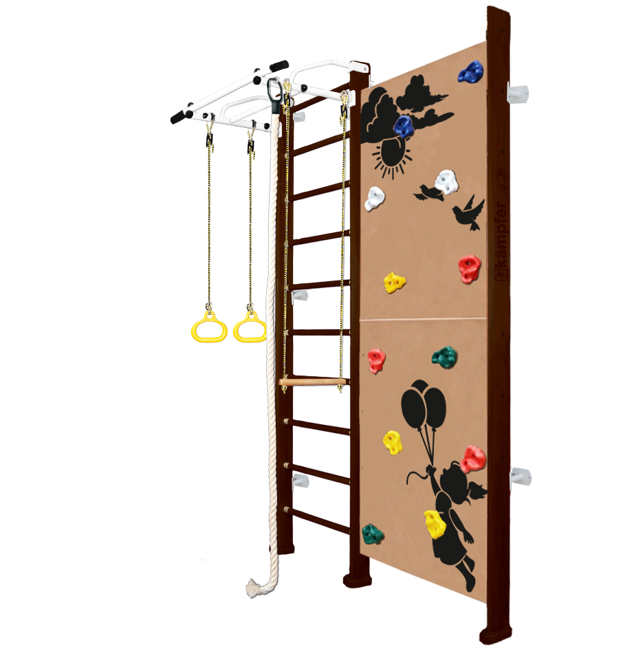 Шведская стенка Kampfer Jungle Wall Girl (№5 Шоколадный Высота 3 м белый антик турник)