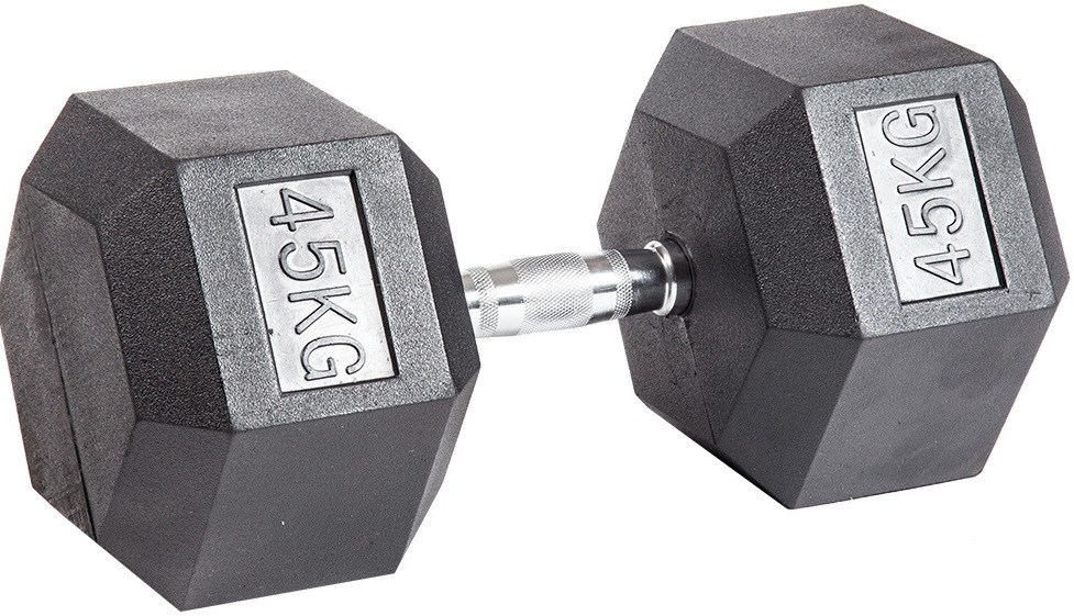 Гантель гексагональная обрезиненная 45 кг