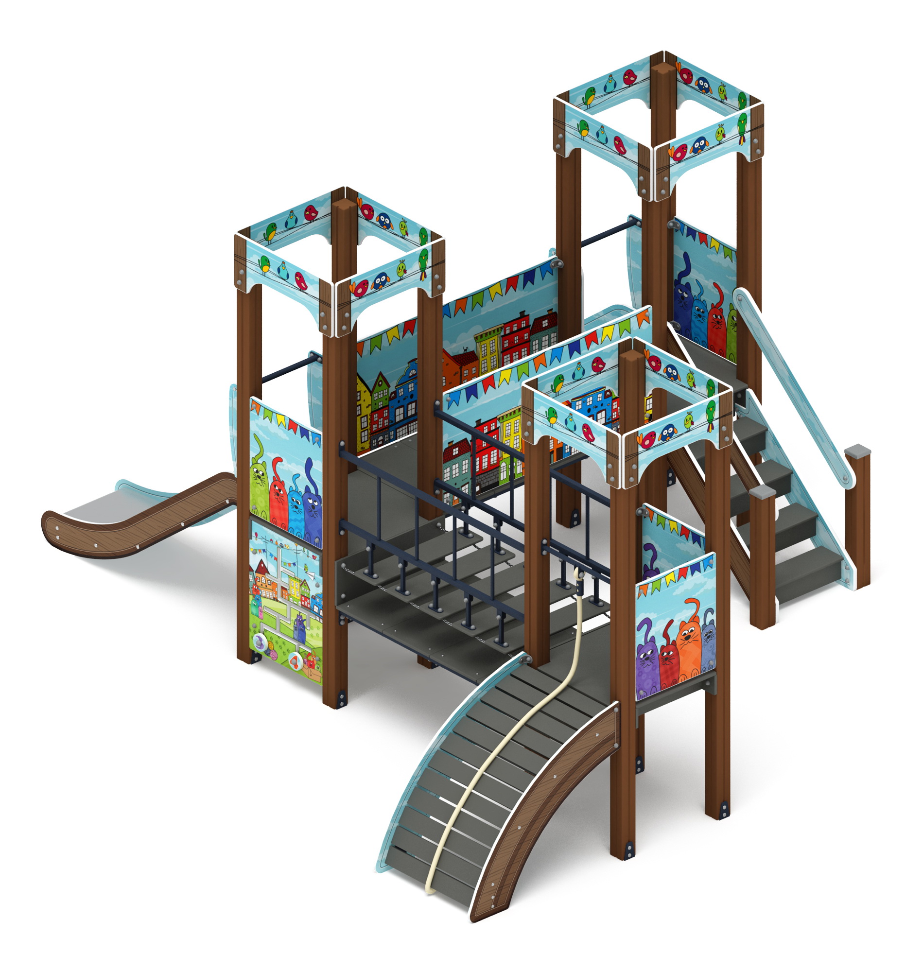 КОРОЛЕВСТВО (коты) детский игровой комплекс ДИК 1.15.03-11 (H=900)