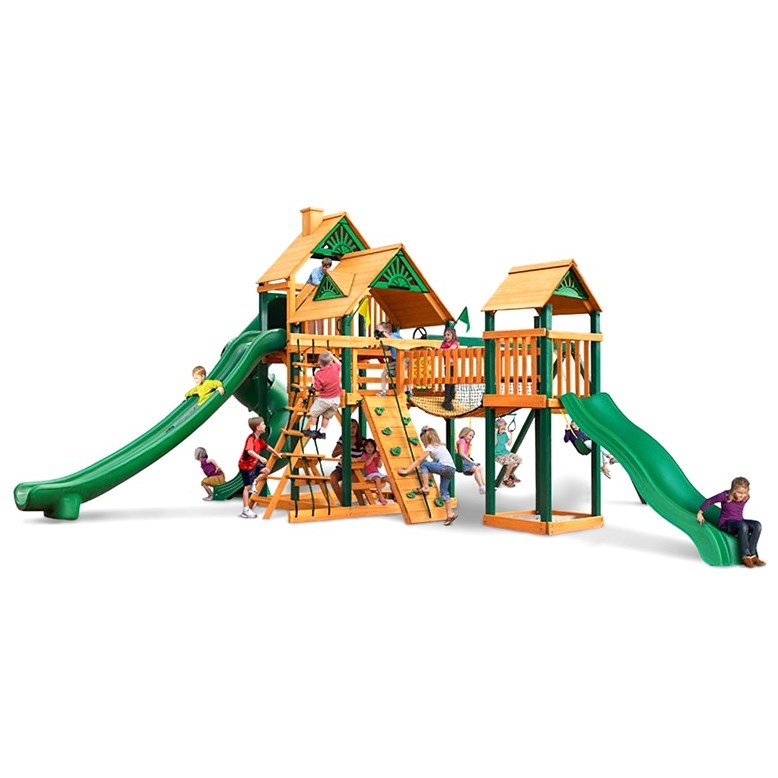 Детская деревянная игровая площадка ГОРЕЦ 3 с двухуровневым фортом