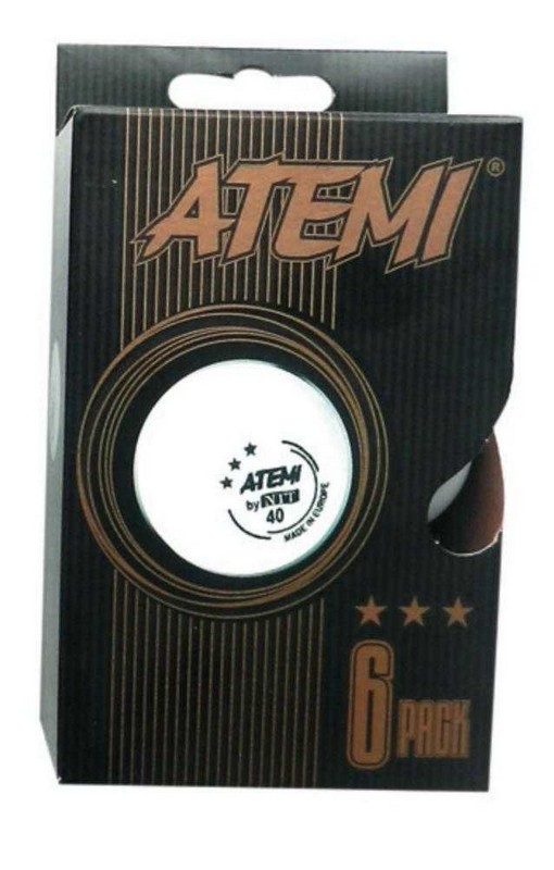 Мячи для настольного тенниса Atemi 3* белые, 6 шт