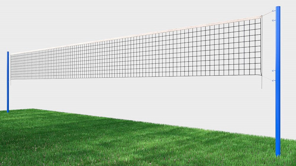Сетка волейбольная, нить D=3 мм, стальной трос D=3 мм с уличными стойками (03.508)