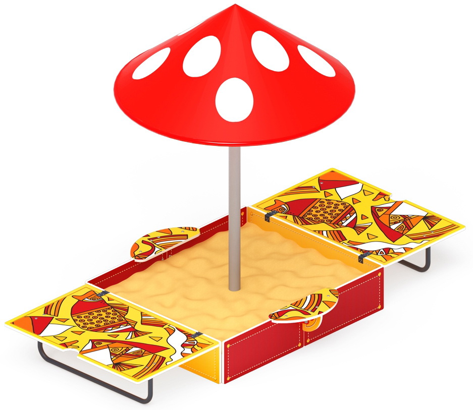 Песочница с крышкой и грибком (крупная) (Рыбы) ИО 5.01.10-08