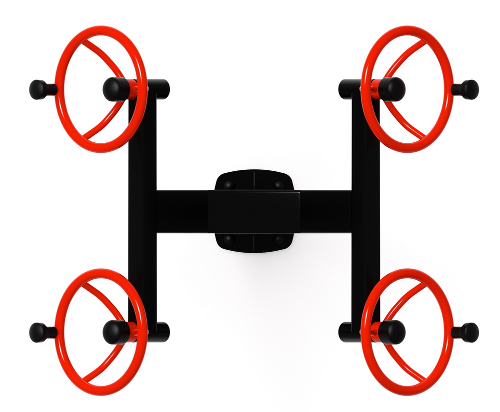 Тренажер уличный РУЛИ (4 руля положение сидя) красный СТ 102-11