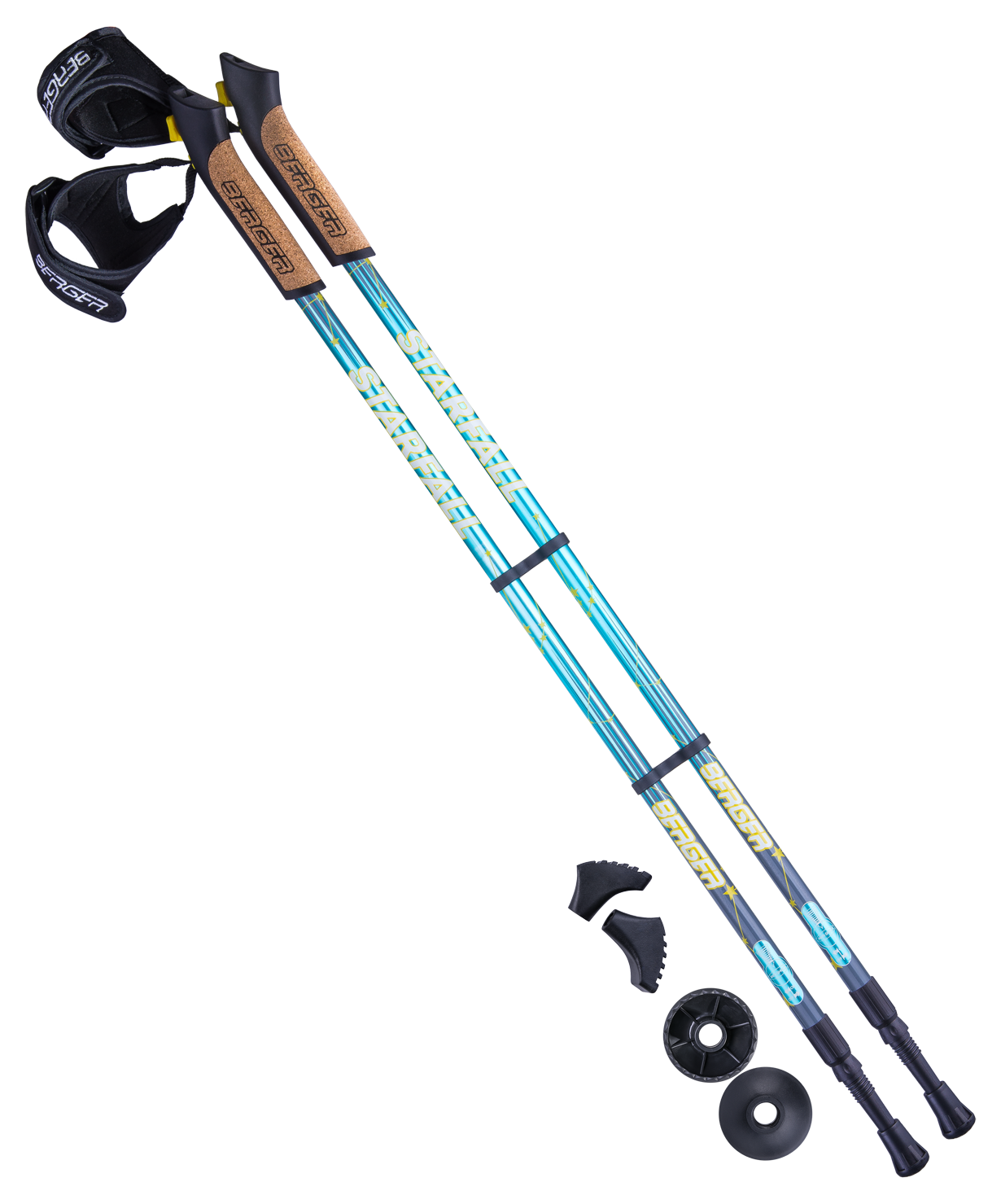 Палки для скандинавской ходьбы Starfall, 77-135 см, 2-секционные, синий/серый/жёлтый