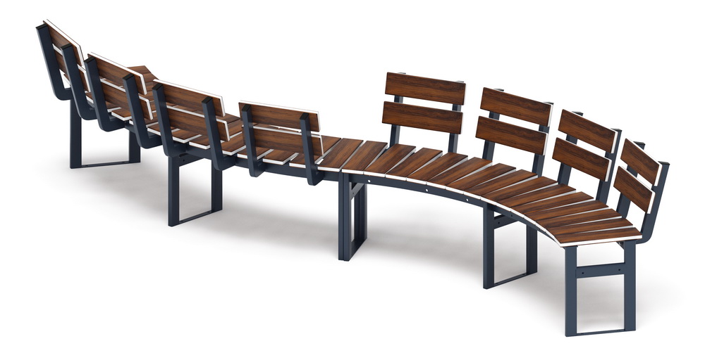 Модульная скамья радиальная (темный дуб) МФ 42.01.22
