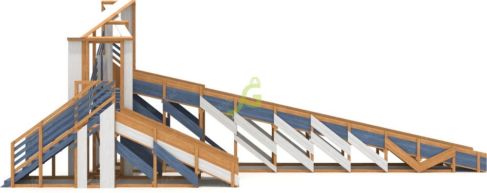 Зимняя деревянная горка IgraGrad Snow Fox 12 м с двумя скатами мод.3