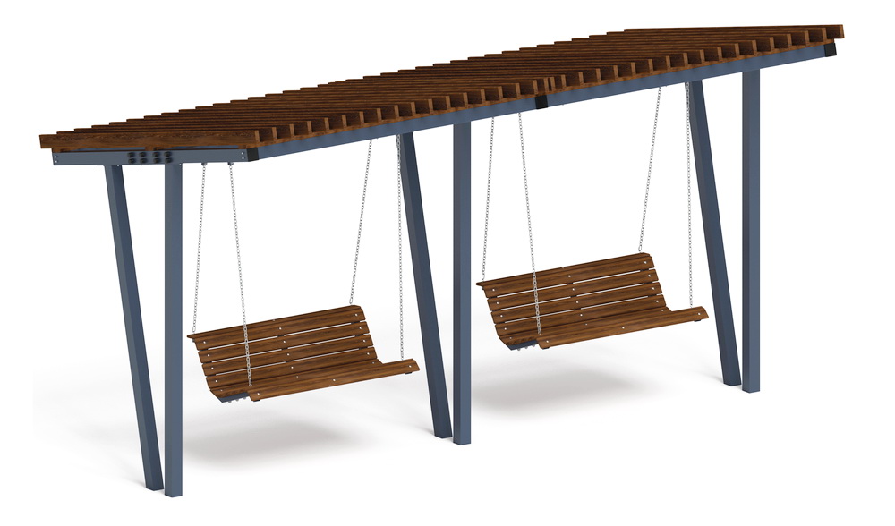 Пергола Тент с качелями (наклонная) МФ 78.03.02-01 /без поликарбоната/