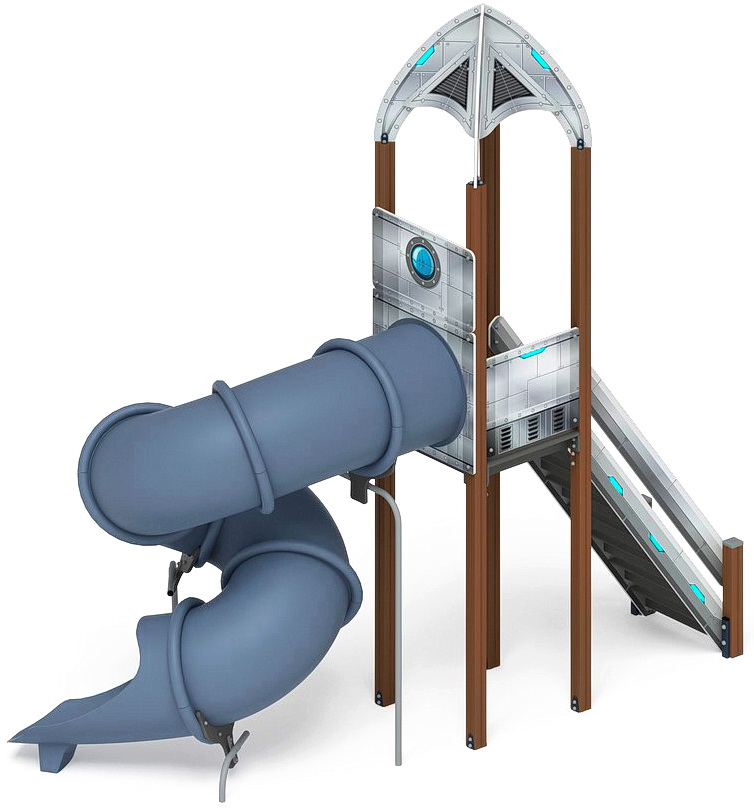 КОСМОПОРТ (Серый) горка тоннельная винтовая (H=2000) ИО 45.14.01-01