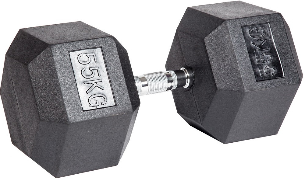 Гантель гексагональная обрезиненная 55 кг