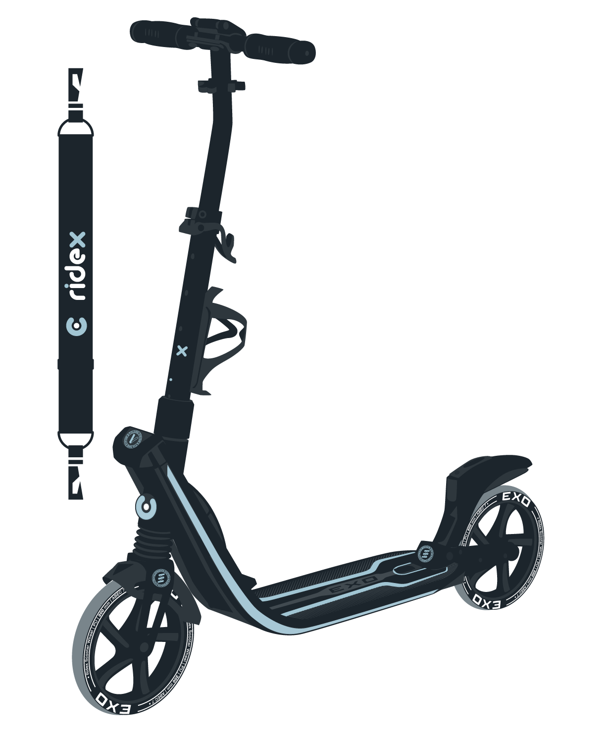 Самокат 2-колесный Exo 200 мм, черный