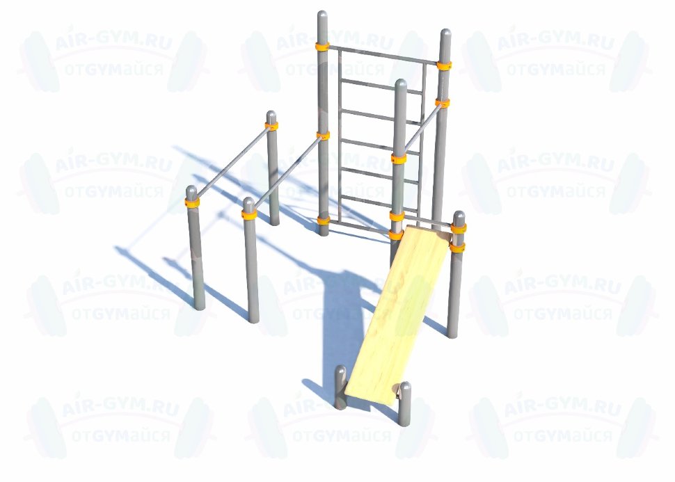 Комлекс турник, брусья, скамья для пресса, шведская стенка (модерн.) СВС-49-М