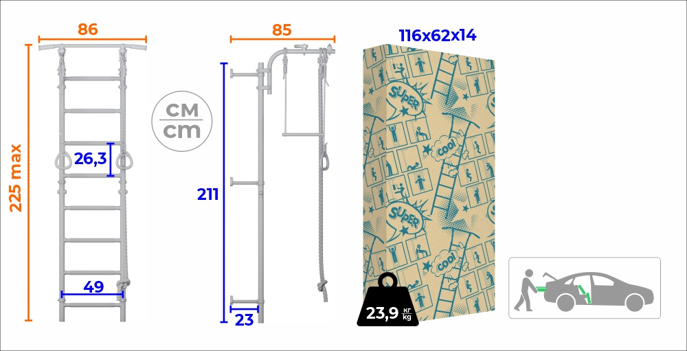 Шведская стенка Next Top ROMANA (01.21.8.06.490.03.00-24) синяя слива