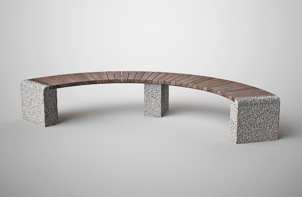 Скамья бетонная С-30 R (Евро-1 змейка)