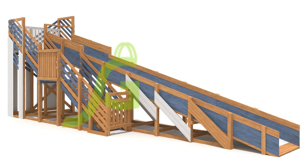 Зимняя деревянная горка Snow Fox, скат 10 м, мод.4