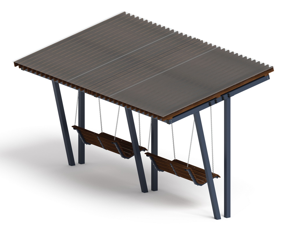 Пергола Тент с качелями (наклонная) МФ 78.03.02 /с поликарбонатом/