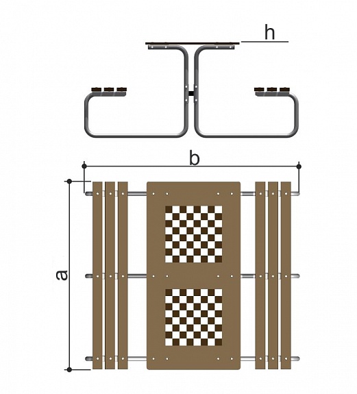 Стол со скамьями шахматный Romana 302.06.00-01