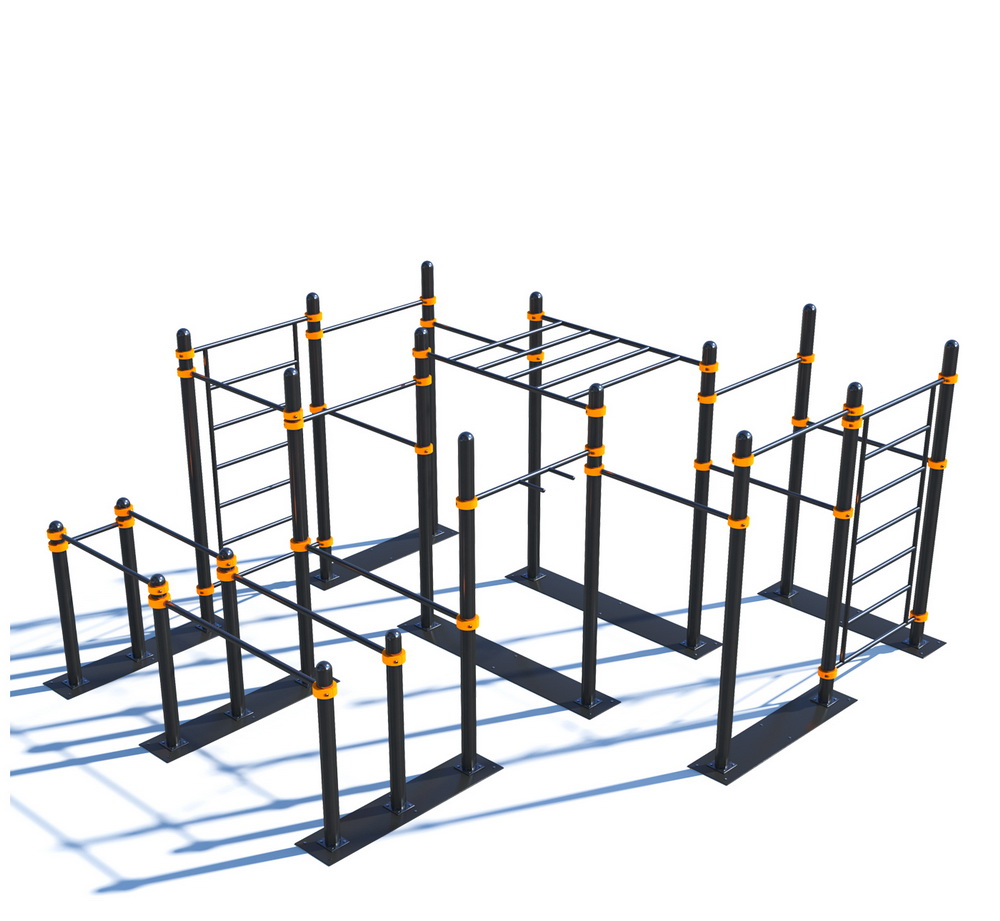 Мобильный спортивный комплекс с лестницей, рукоходом, турниками и брусьями СВС-108, 89 мм, серый, серый