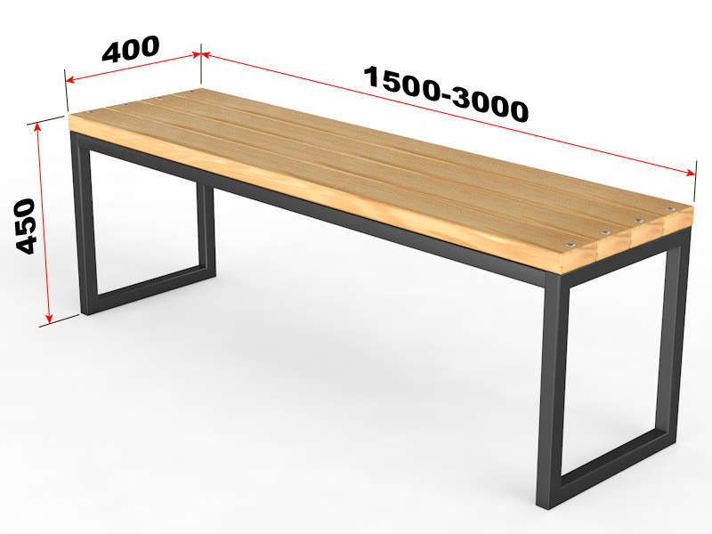 Уличная скамейка без спинки «Прямоугольник» (14.6.200)
