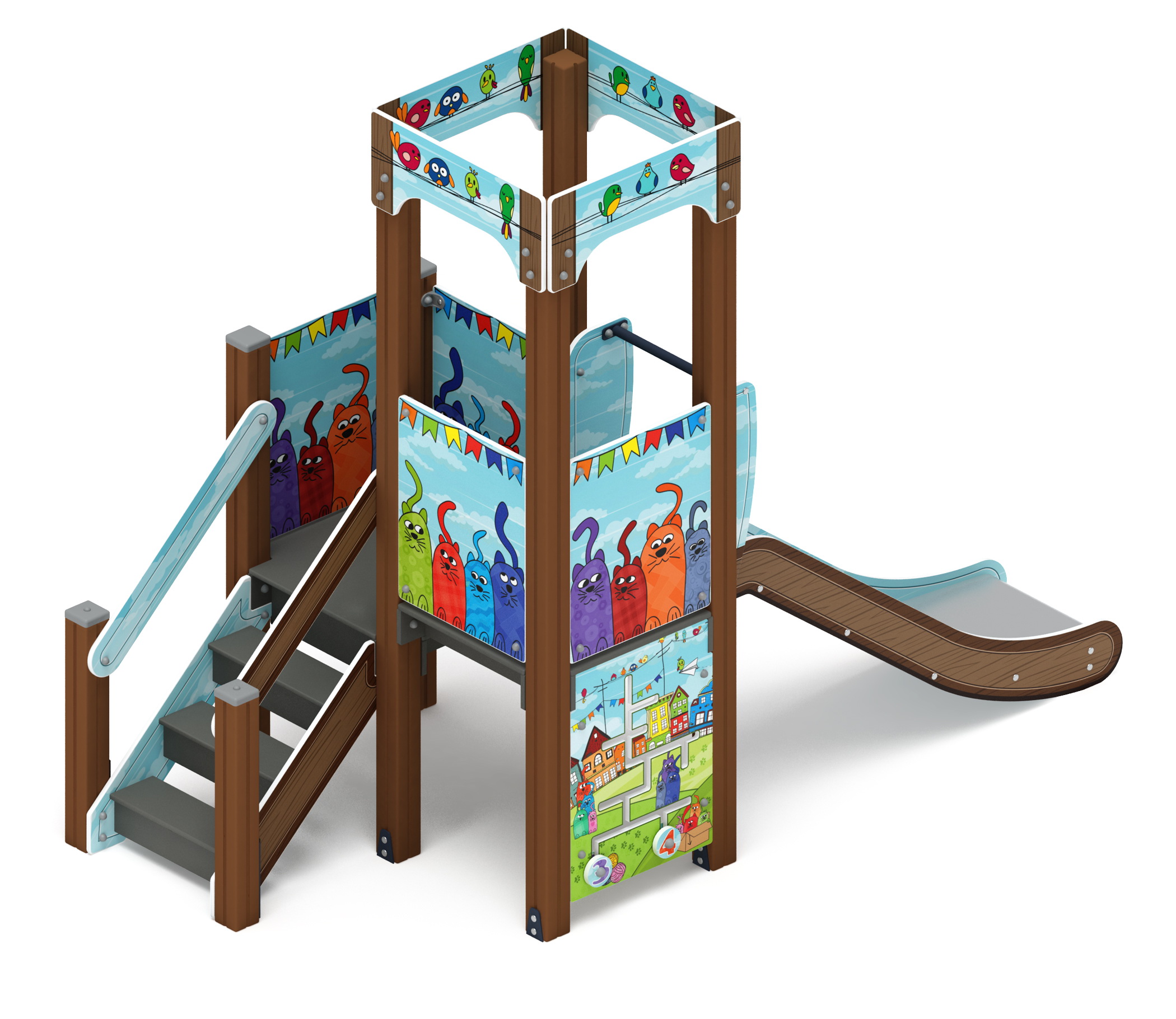 КОРОЛЕВСТВО (коты) детский игровой комплекс ДИК 1.15.01-11 (H=900)