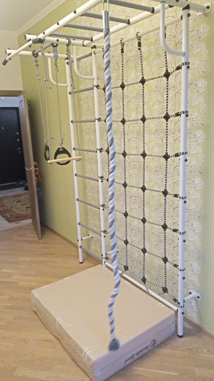 Детская шведская стенка Пионер С4СМ бело/серый