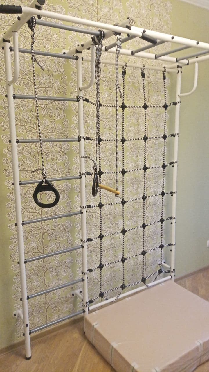 Детская шведская стенка Пионер С4СМ бело/серый