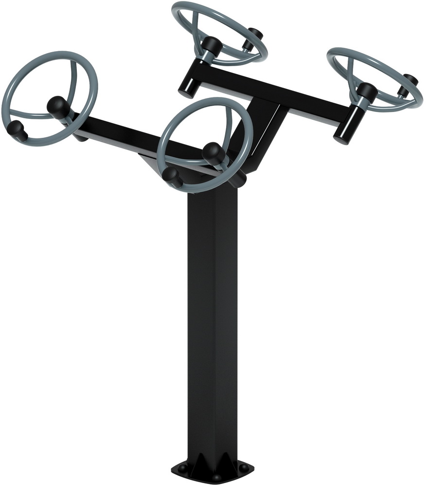 Тренажер уличный РУЛИ (4 руля положение стоя) серый СТ 101-13