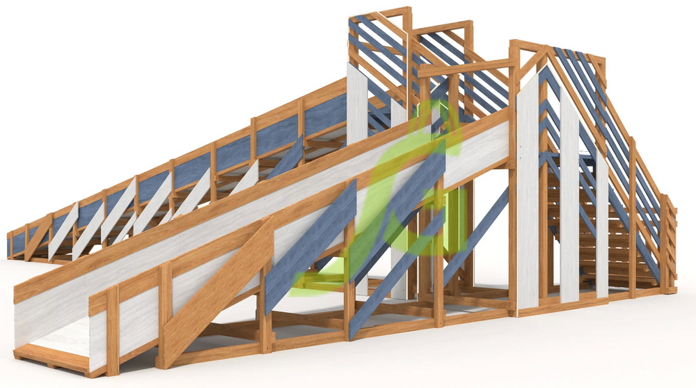 Зимняя деревянная горка "IgraGrad Snow Fox 12 м" с двумя скатами мод.524