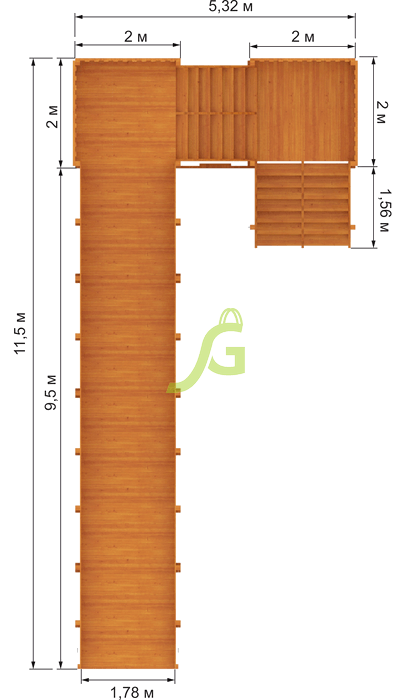 Зимняя деревянная горка Snow Fox, скат 10 м (мод. 2)