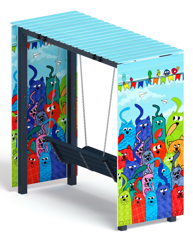 Пергола с качелями (Коты) МФ 78.06.01-07 /без поликарбоната/