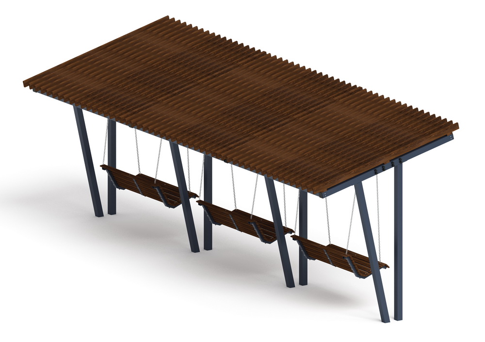 Пергола Тент с качелями (наклонная) МФ 78.03.03-01 /без поликарбоната/